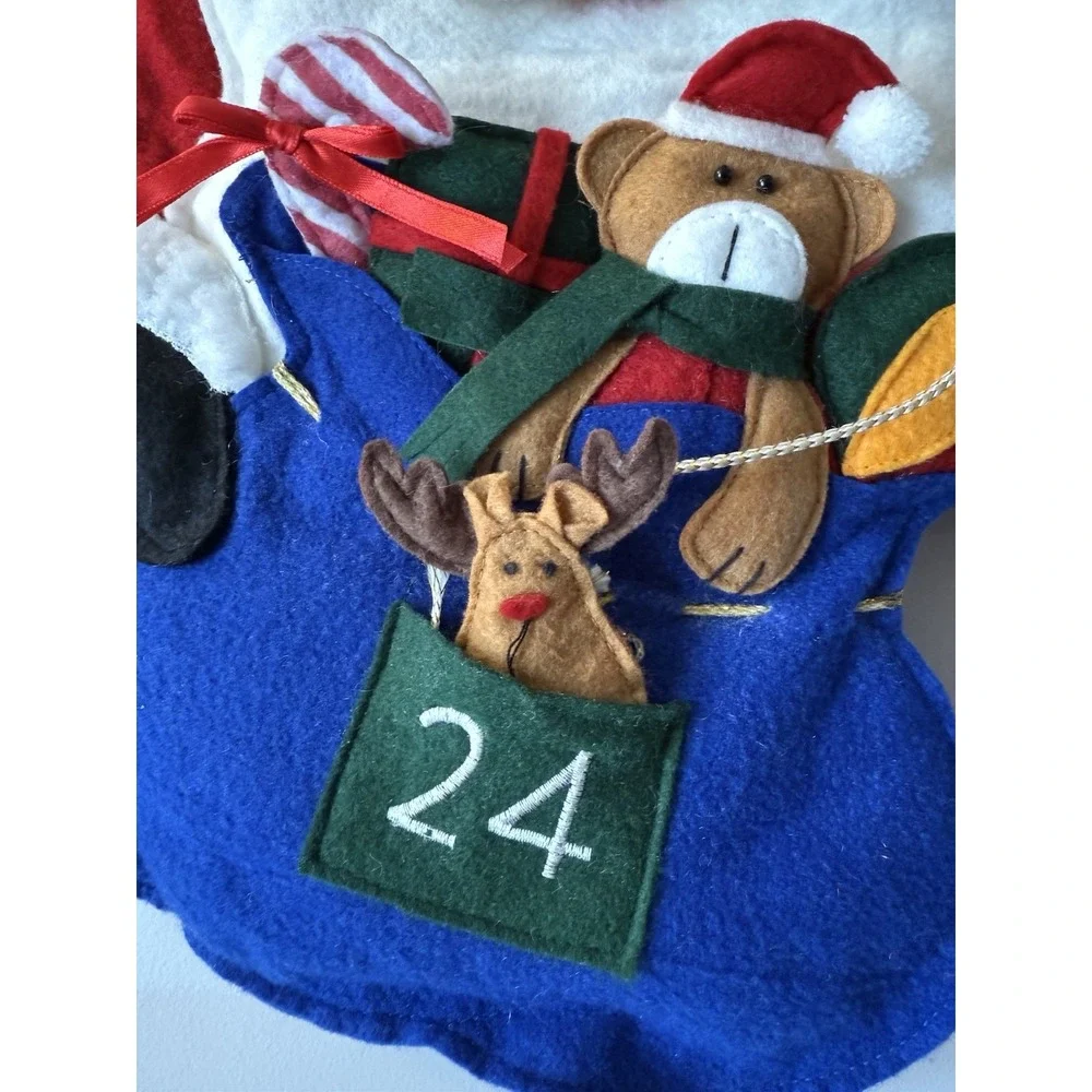 Vintage Advent Calendar Countdown Christmas Wall Hanging Santa's Bag 32